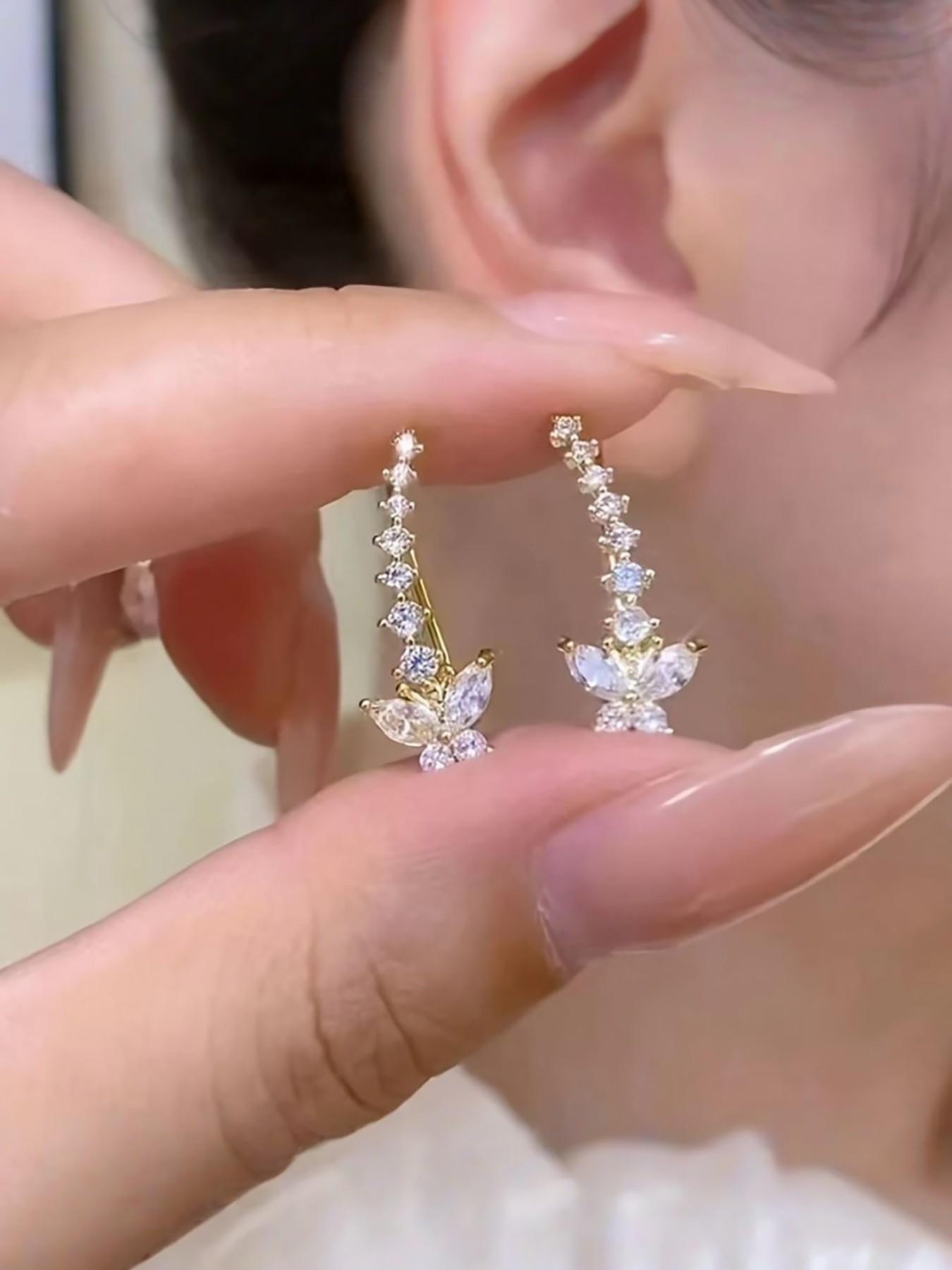 Elegant Butterfly Ear Cuffs for Women, Unique Design Rhinestone Earrings, Versatile Fashion Jewelry, Stylish Hair Accessories