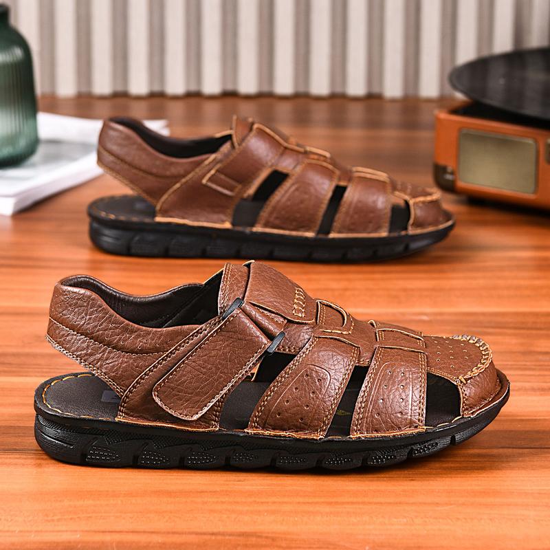 Men's Leather Sandals Closed Toe Water Shoes For Summer Athletic Outdoor Walking Sports Trail River Fishing Wide Adjustable Waterproof Arch Support Lightweight Slip-Resistant Men's Leather Sandals Closed Toe Water Shoes For Summer Athletic Outdoor Walking Sports Trail River Fishing Wide Adjustable Waterproof Arch Support Lightweight Slip-Resistant