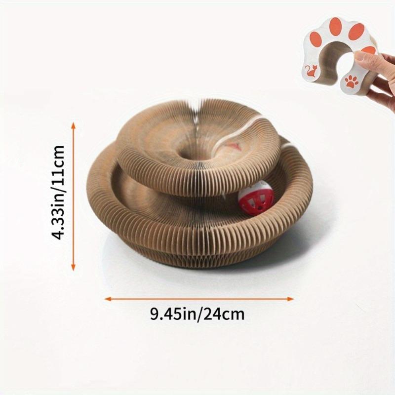 Magic Interactive Cat Scratcher Toy with Bell Ball Design, Foldable Venetian Blind Shape, Durable Cardboard, Indoor Cat Stress Relief