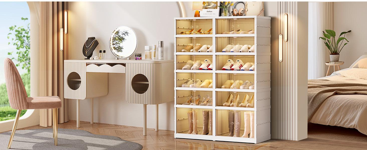 Lingrong 9-Tier Foldable Shoe Rack Organizer for Closet Plastic Shoe Shelf Collapsible Shoes Storage Box Clear Shoe Boxes Stackable Lingrong 9-Tier Foldable Shoe Rack Organizer for Closet Plastic Shoe Shelf Collapsible Shoes Storage Box Clear Shoe Boxes Stackable