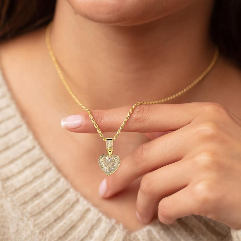 Hip Hop Heart Necklace Women or Men,Gold&Silver,Cubic Diamond Heart Pendant Necklace Hip Hop Heart Necklace Women or Men,Gold&Silver,Cubic Diamond Heart Pendant Necklace