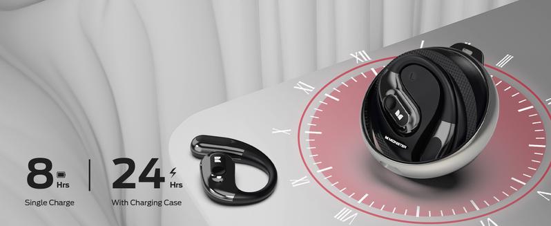 Monster AC330 Open-Ear Wireless Earbuds – Bluetooth 5.4 Headphones with Crystal-Clear Calls, 24H Playtime, Type-C Charging, Stylish Rotating Case with Lanyard, IPX5 Waterproof, Secure Fit for Sports & Daily Use