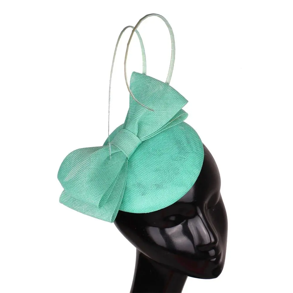 New Wedding Bride Hat Bow Design Women Party Fascinator Hat Bridal Prom Marriage Chapeau Cap Hair Clip Ladies Sinamay Headpieces