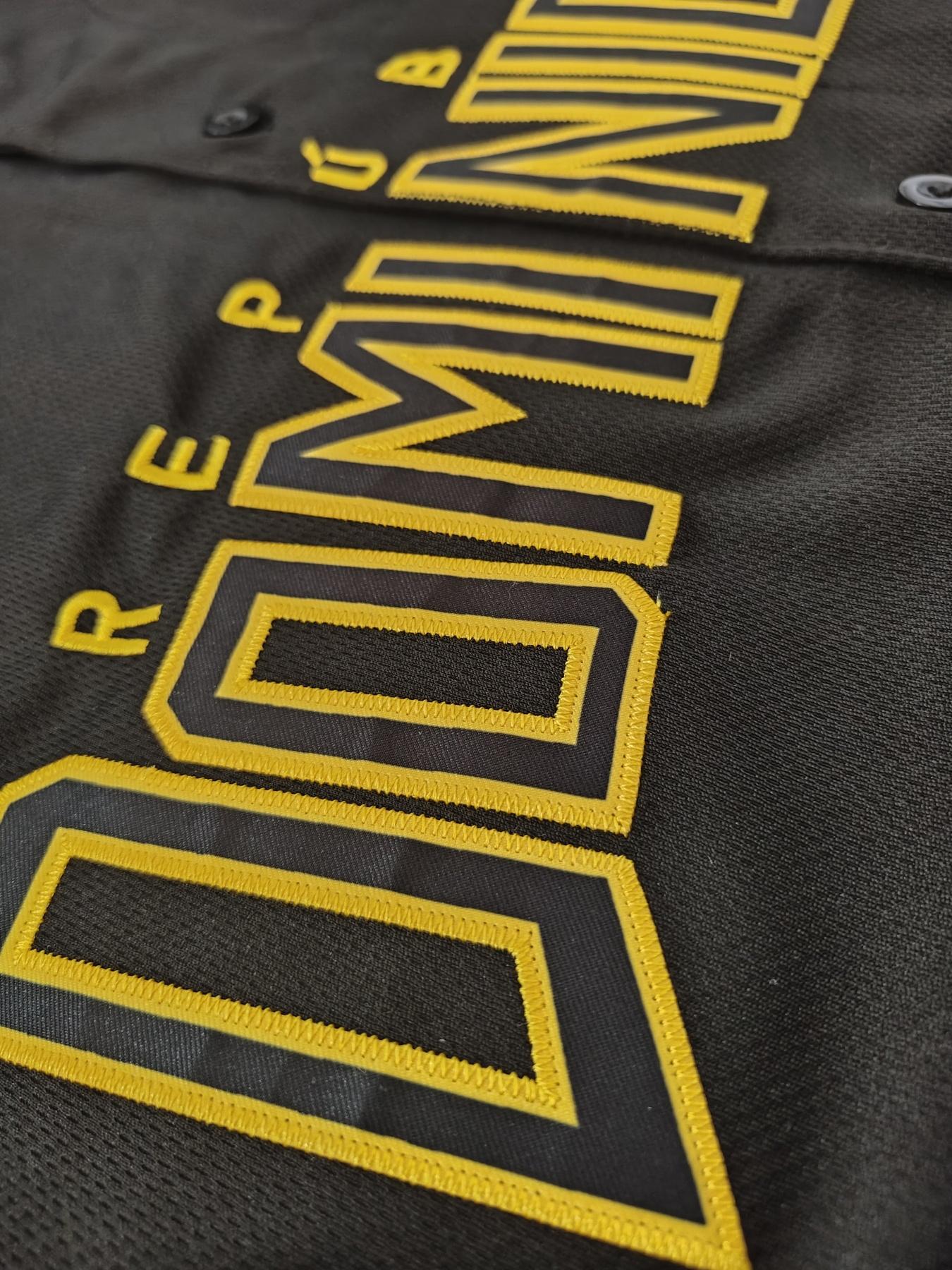 Dominican 13 Western Baseball Jersey, Embroidered Letter and Number Design, Casual Loose-Fit Breathable V Neck Top  for All Seasons