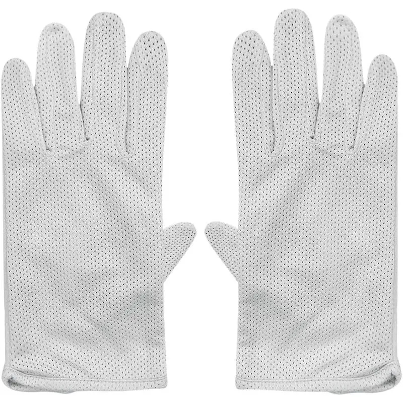 Mens Driving Gloves Summer UV Sun Gloves Non Slip Touchscreen Cotton Gloves Outdoor Sunblock Gloves for Cycling Motorcycle (Gray)