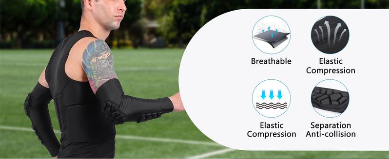 TUOY Padded Arm Sleeves Elbow Forearm Crashproof Pads Protection for Football Basketball Volleyball Soccer UV Protection Sunblock Arm Sleeves Breathable Compression Arm Sleeves