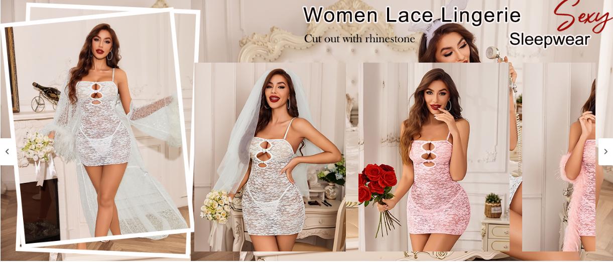 Avidlove Women Lace Lingerie Dress Cutout Bodycon Chemise Removable Adjustable Strap Outfits