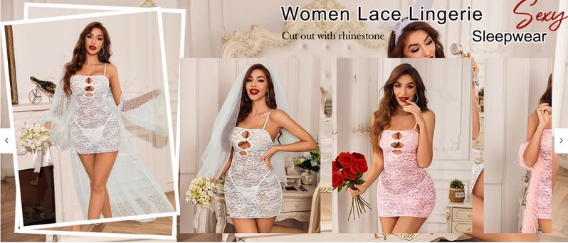Avidlove Women Lace Lingerie Dress Cutout Bodycon Chemise Removable Adjustable Strap Outfits
