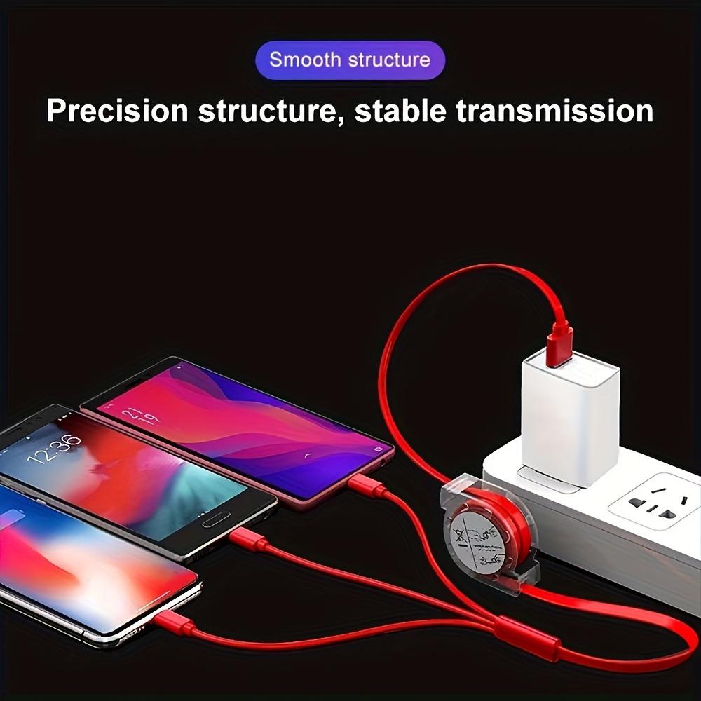 Expandable Multi-Function Fast Charging Cable, Three-In-One Charger with Lightning/micro/Type-C Ports, Compatible with iPhone/iPad/samsung/ps/tablet