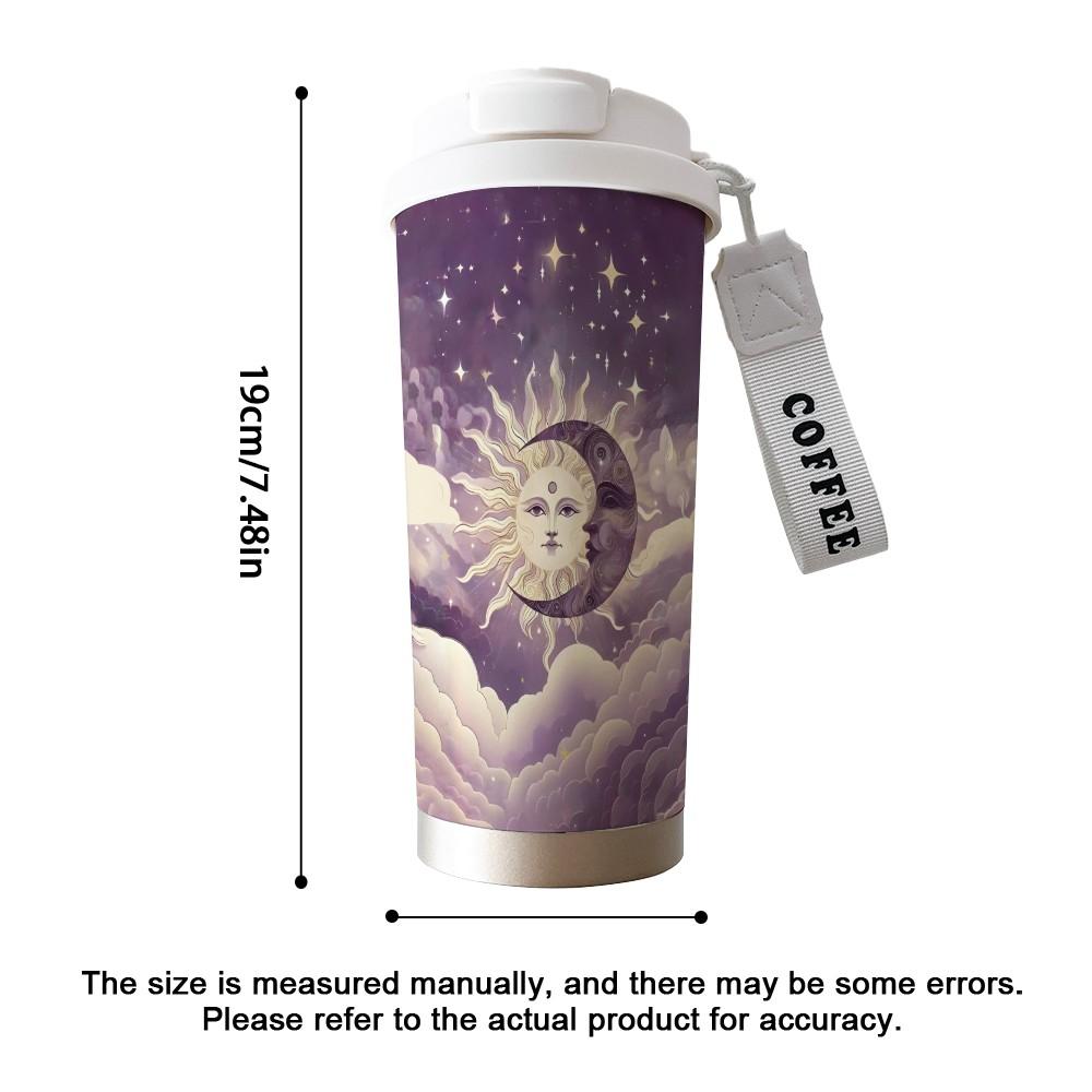 Abstract Moon Sun Texture Coffee Cup, Portable Dual Drink Insulated Tumbler, Keeps Warm/cold, Stylish, Office, Travel, Outdoor Essential