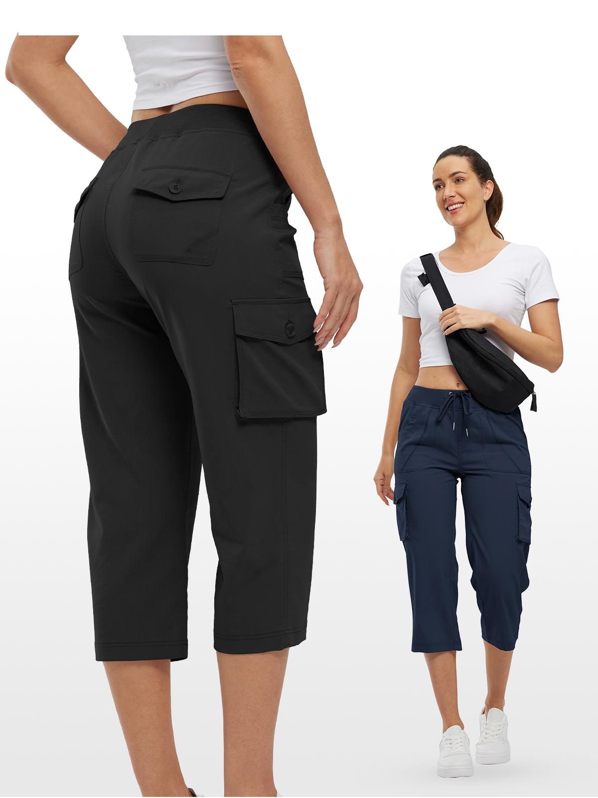TBMPOY Womens  Plus Size Casual Outdoor Cargo Capris Lightweight Hiking Pants 6 Pockets Quick Dry Trip Loose Shorts Comfort Womenswear Trouser