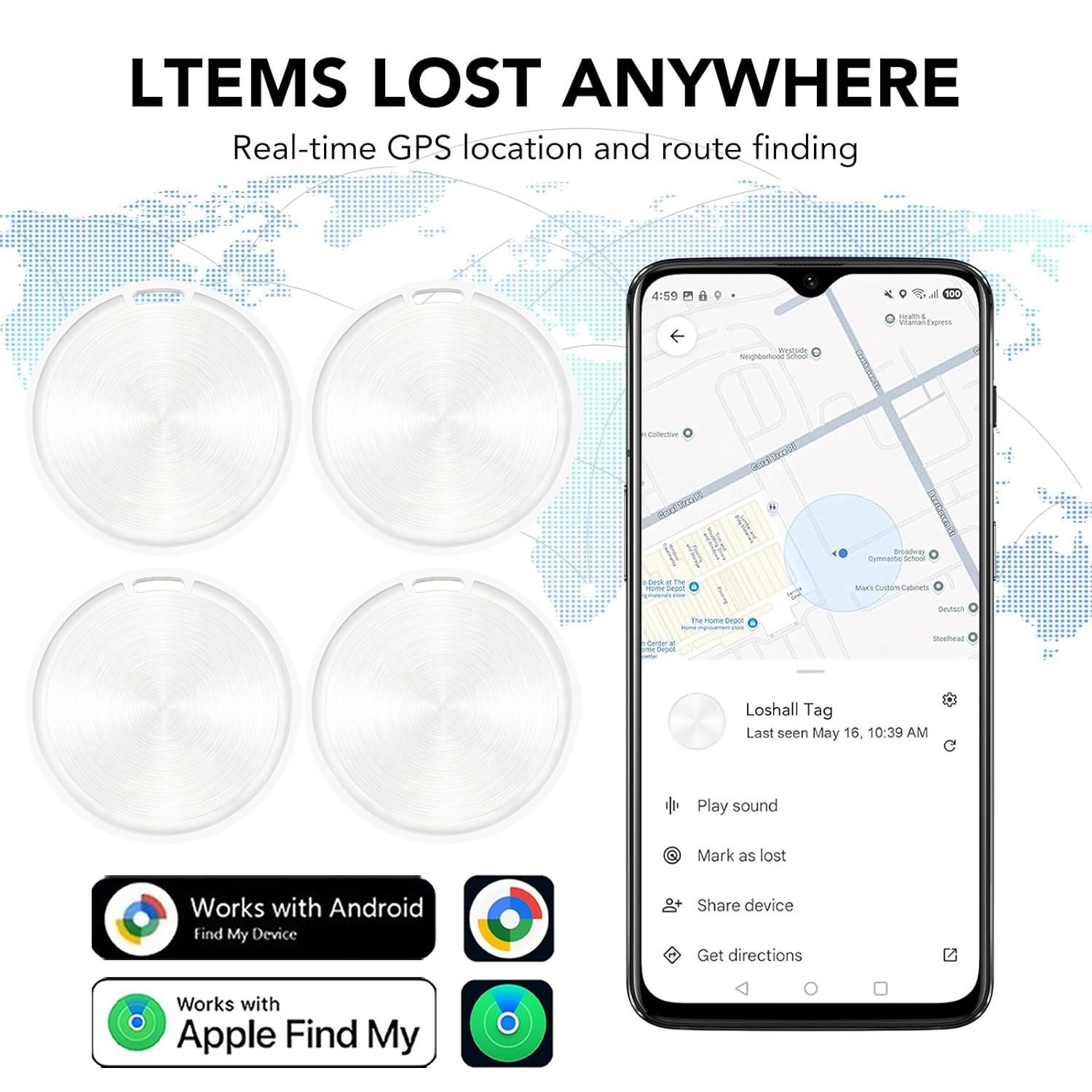 Smart Dual System Tracker, Bluetooth-compatible Location Finder for Keys Wallet Luggage Pets, Precision Tracking Anti-Loss Device for Android Phones