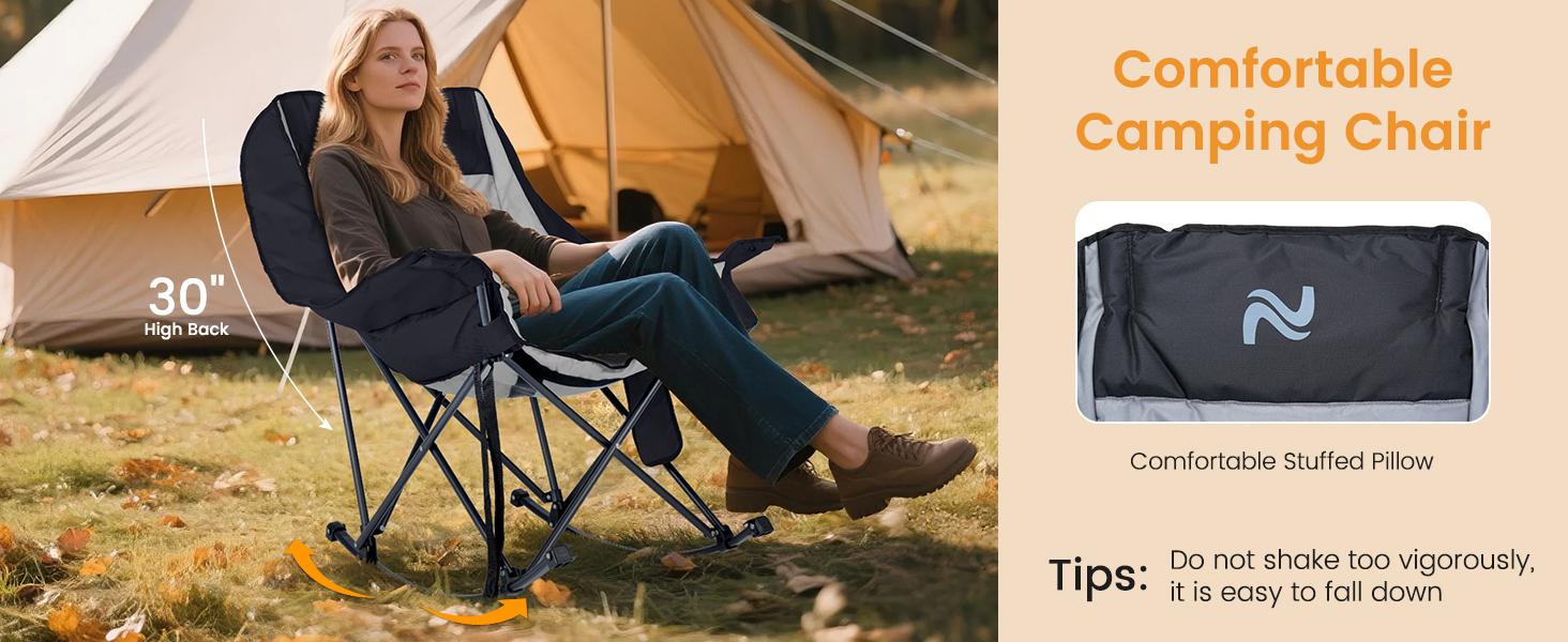 SLSY Oversized Heated Rocking Camping Chair, Outdoor Rocker Padded Recliner Folding Lawn Chaise, with Side Pockets & Carry Bag for Patio Backyard, Power bank not included SLSY Oversized Heated Rocking Camping Chair, Outdoor Rocker Padded Recliner Folding Lawn Chaise, with Side Pockets & Carry Bag for Patio Backyard, Power bank not included