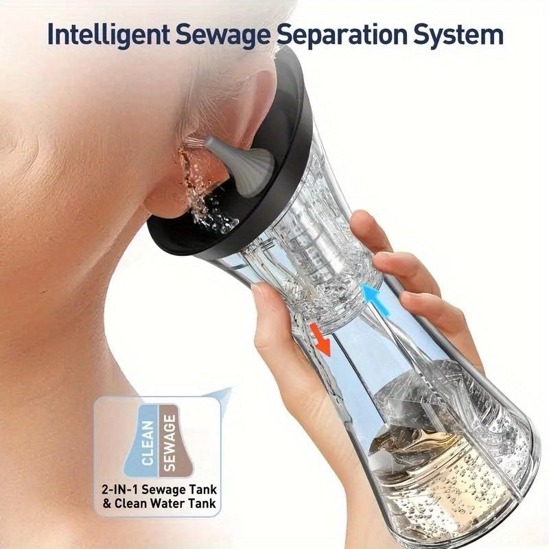 Professional Electric Earwax Removal System, 3-Gear Hydraulic Ear Cleaning Set with Water Temperature Sensor, Visible Waste Bin and USB Charging, Ear Cleaning Water Machine, Ear Irrigation System, Earwax Remover