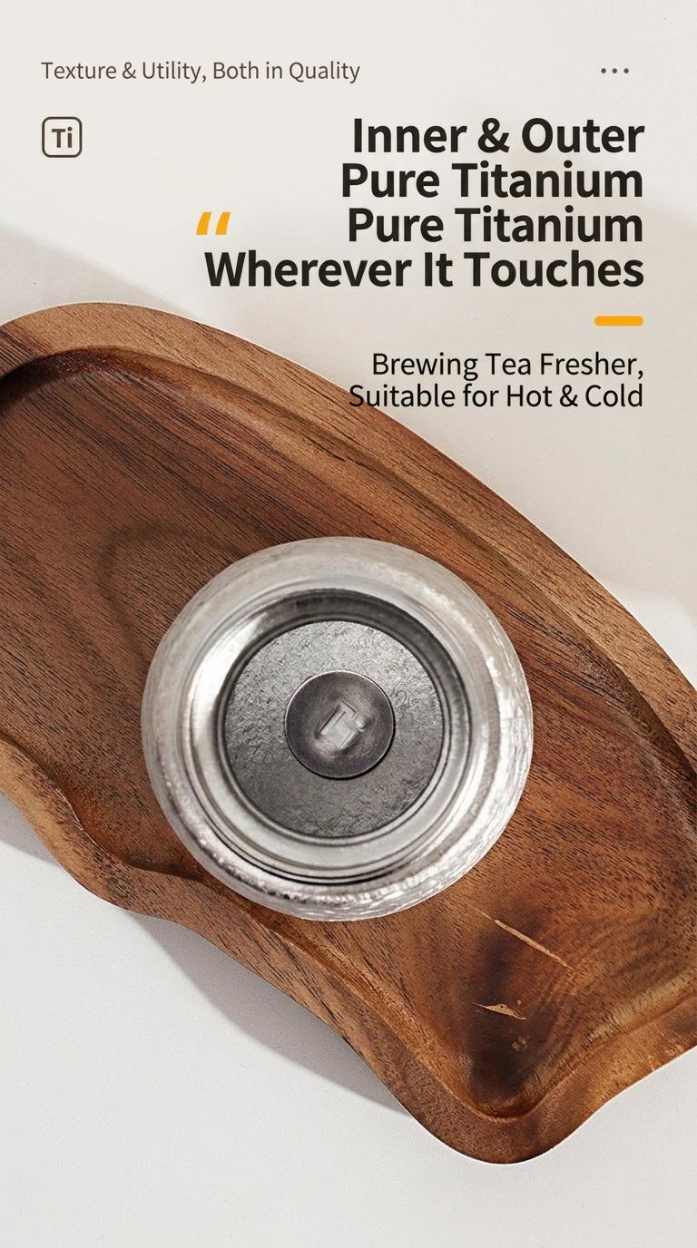 Pure Titanium Pocket Cup, High Aesthetic Mini Insulated Cup, Ice Crystal Titanium Water Bottle, Women's Flower Tea Cup, Portable and Stylish