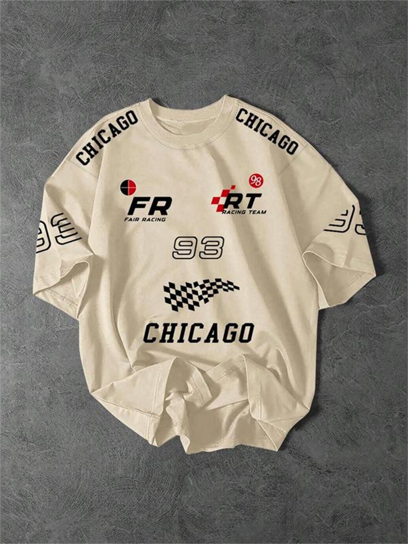 Men's Regular Fit Chicago Letter Print Round Neck Graphic Sweatshirt, Casual Fashion Long Sleeve Pullover for Daily Wear, Men's Top for Summer, Hoodie