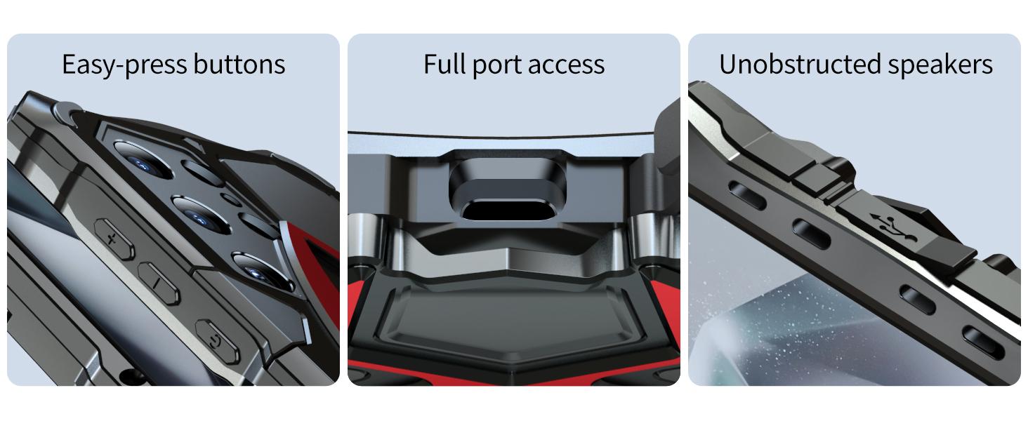 for Galaxy S24/S25 Ultra Heavy Duty Metal Armor Phone Case Built-in Screen Lens Protection Protective Dust Proof Military Grade Rugged - Black