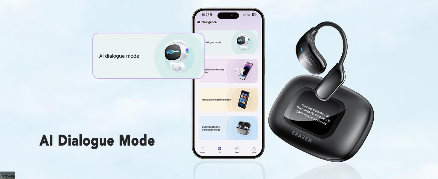 ERAZER XF23 AI translation earphones OWS earbuds, UVC ultraviolet disinfection, touch screen earphones, wireless Bluetooth earphones, HIFI stereo earphones for gaming, travel and sports, built-in microphone