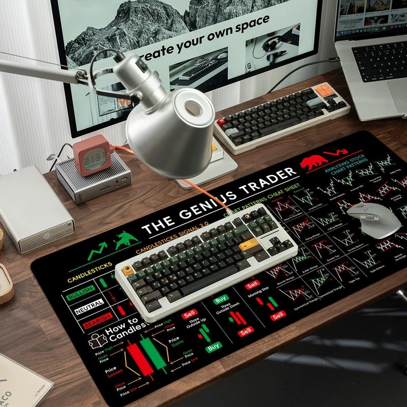 Virtual Currency Btc Stock Trading Mouse Pad, Non-Slip Rubber Base, 90x40cm, Compatible with Keyboard, Ideal for Traders Analysts Gamers Office