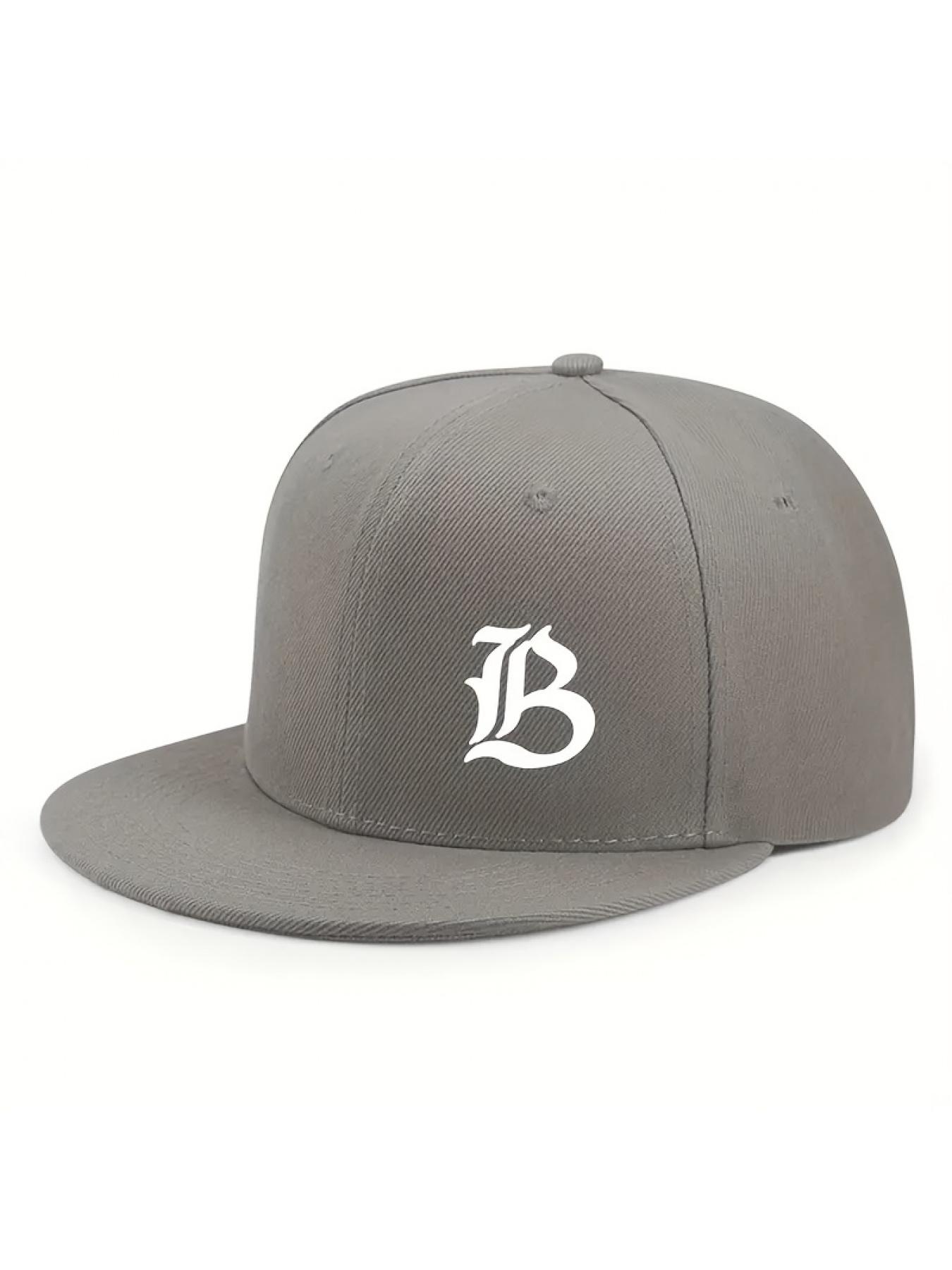 Woven Fabric.Urban Streetwear Baseball Cap for Men & Women - Flat-Brimmed Sun Hat with Bold 'B' Logo