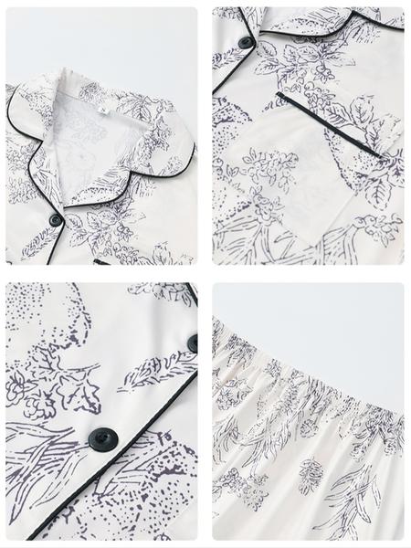 Women's Floral Button Front Pocket Shirt & Elastic Waist Pants Set, Casual Two-Piece, Short Sleeve Lapel Cardigan Top