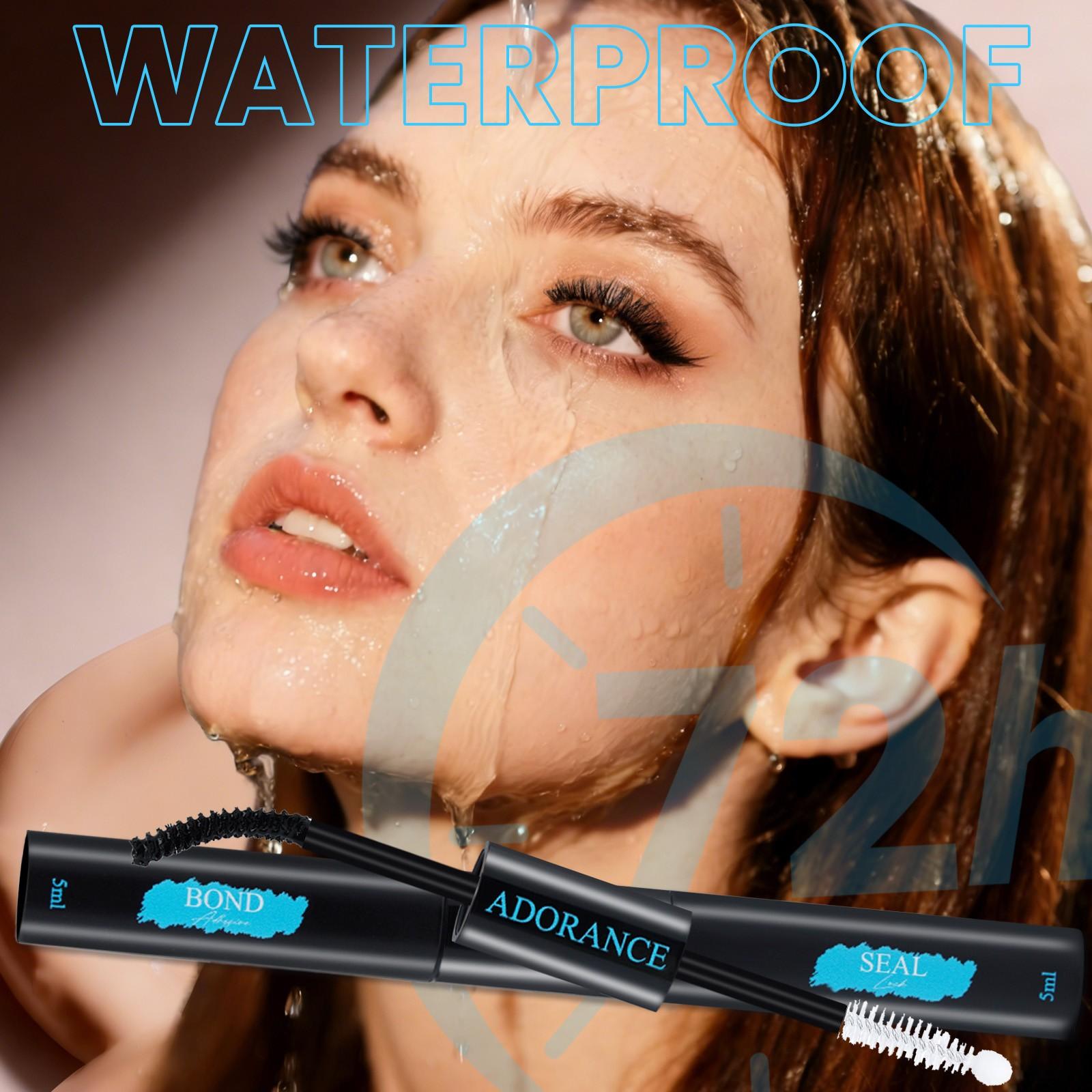 ADORANCE Waterproof Eyelash Glue (10-Count Pack), 2-in-1 Long-Lasting Lash Bond and Seal Glue, Sweat-Proof Eyelash Extension Glue for Cluster Lashes, Waterproof Eyelash Clusters