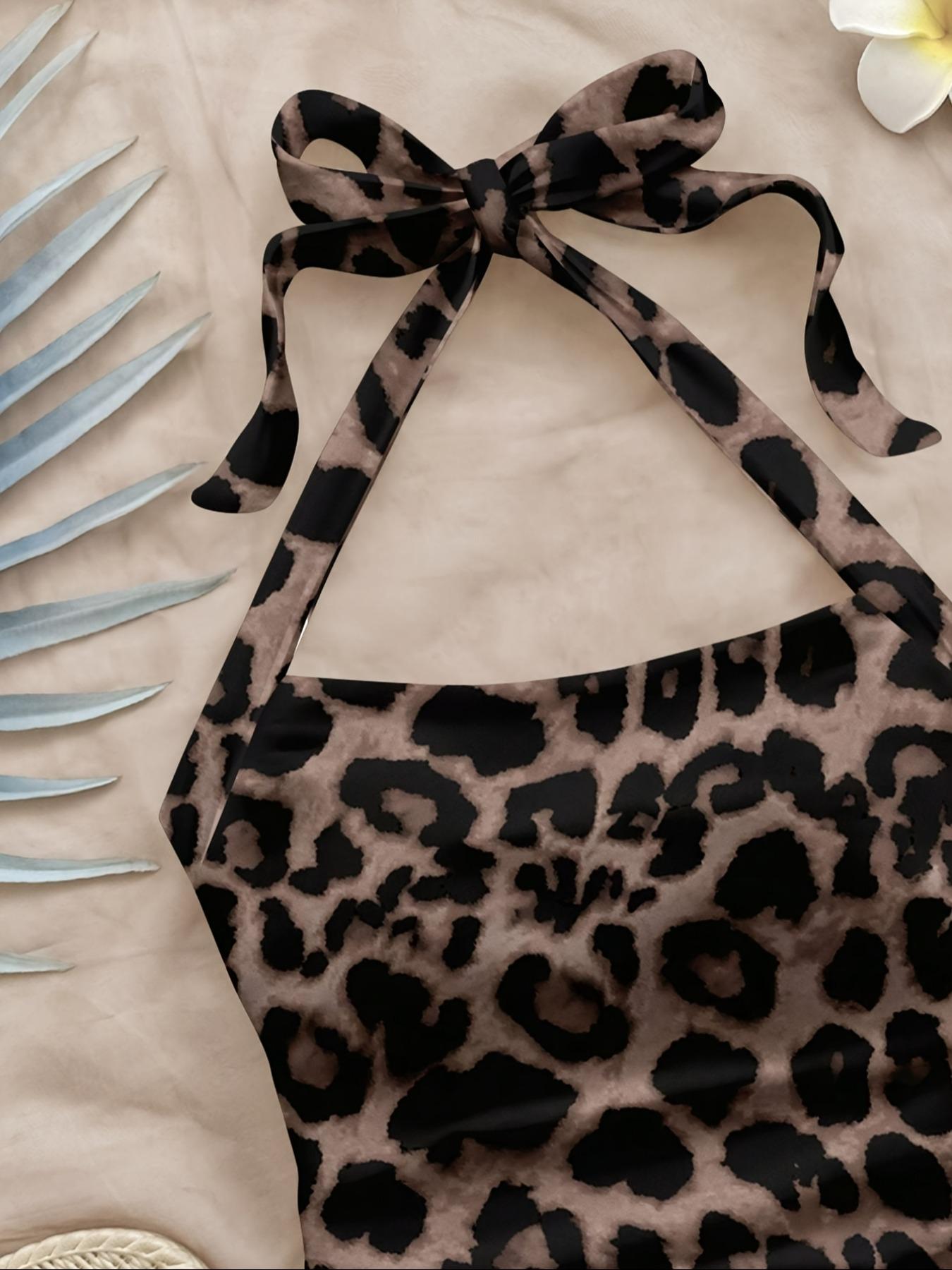Women's Fashion Casual Halter Top, Leopard Print, Adjustable Straps, Sleeveless, Summer Beachwear, All Season Wearable