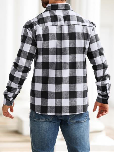 1 PCS Men's Long Sleeve Plaid Shirt, Casual Outdoor Workwear, Ideal Layering for Fall & Winter, Perfect for Men's Daily Wear