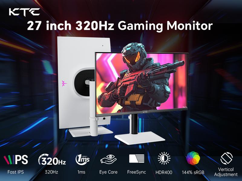KTC 27" 2K IPS HDR400 300Hz/1ms Gaming Vertical Monitor, OC 320Hz, H27E6,