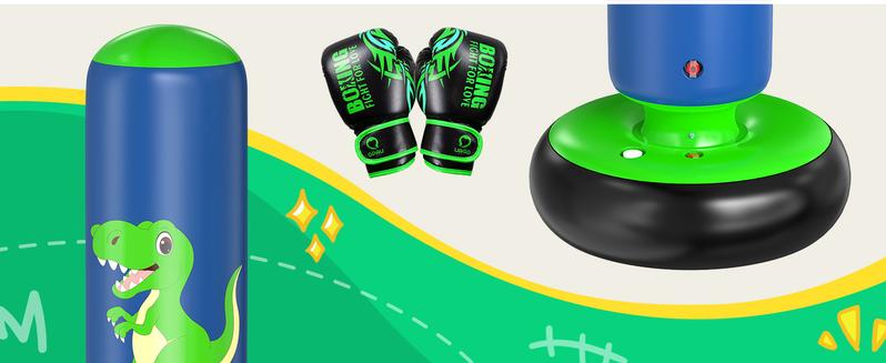 QPAU Inflatable Punching Bag 48 Inch Stable Boxing Bag Without Pump for Kids 3-6 Dinosaur Toy Gift for Boys Girls Karate Taekwondo Training Equipment QPAU Inflatable Punching Bag 48 Inch Stable Boxing Bag Without Pump for Kids 3-6 Dinosaur Toy Gift for Boys Girls Karate Taekwondo Training Equipment