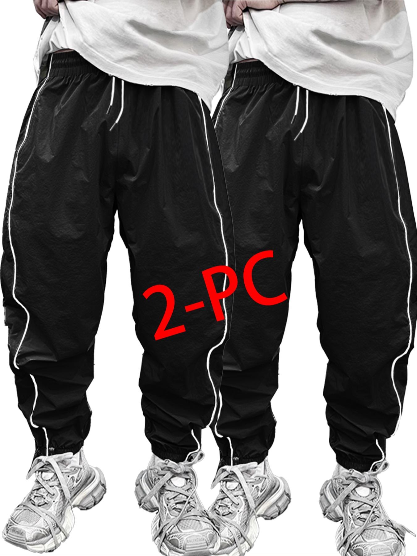 Men's Elastic Waistband Pants, Side Stripe Design, Casual Daily Wear, Comfortable & Versatile, Perfect for Everyday