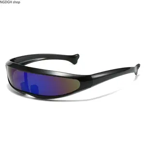 Narrow Visor Style Sport Sunglasses, Impact Resistant Integrated Lens & Ergonomic Curved Arm, Great for Motorcycle Riding, Cycling, Night Driving & Outdoor Windproof Eye Protection