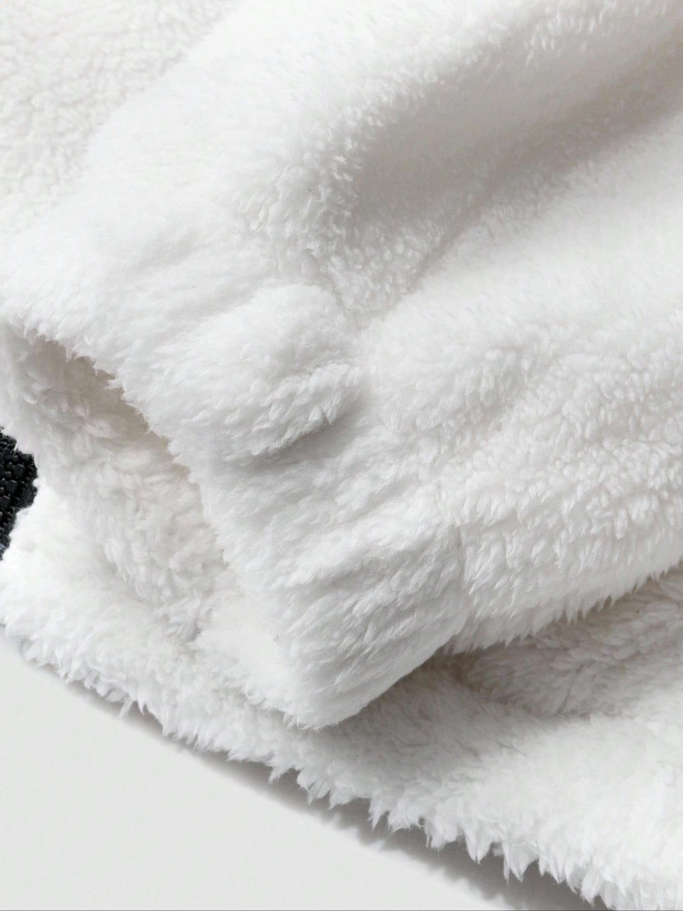 Men's Faux Fur Jacket with Star Pattern, High Durability, Y2K, Full Sleeve Design, Long Sleeves, Front Zipper, Casual Commuter Wear, Gift for Him