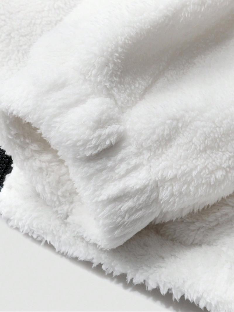 Men's Faux Fur Jacket with Star Pattern, High Durability, Y2K，Full Sleeve Design, Front Zipper, Casual Commuter Wear, Gift for Him