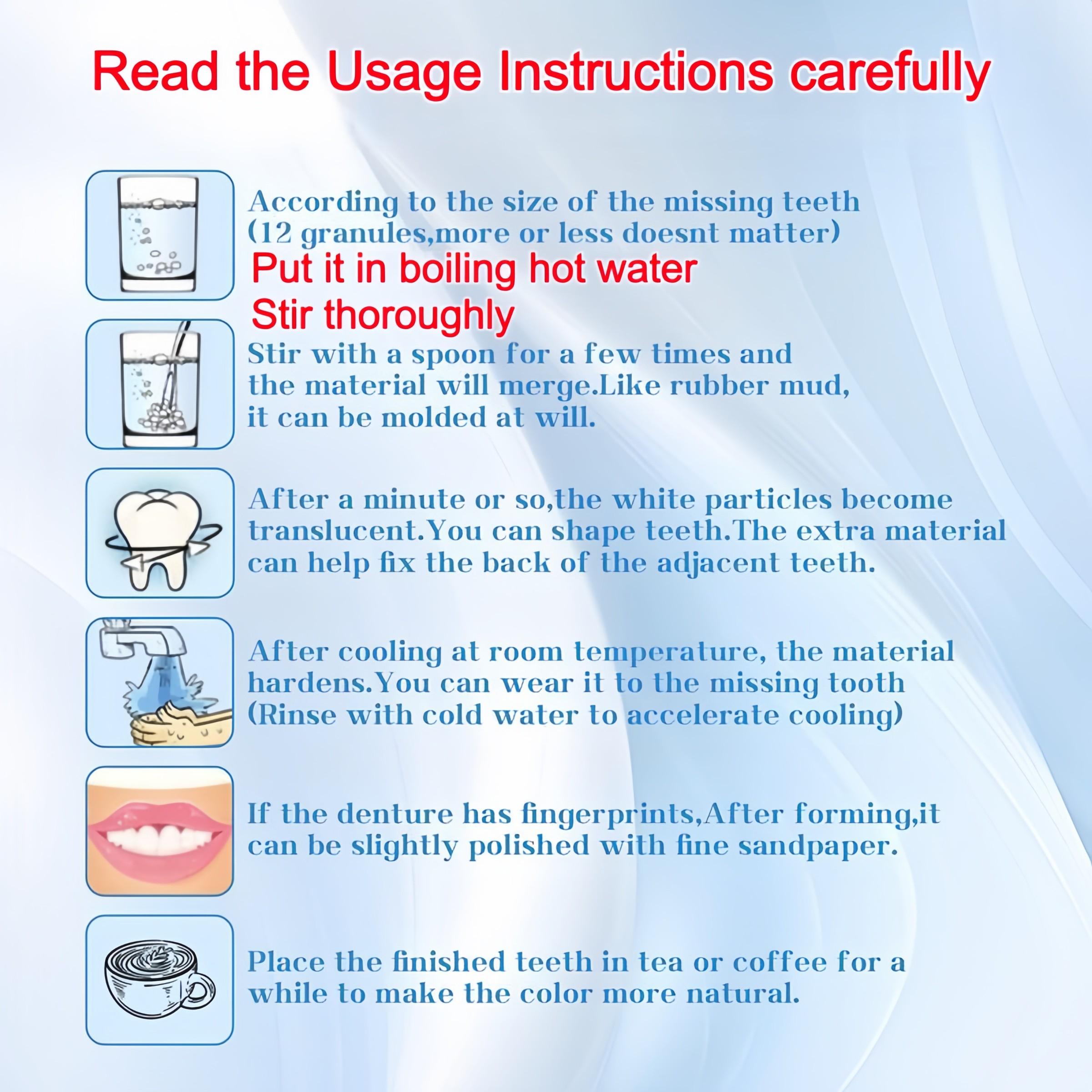 Moldable False Teeth, Dentures Teeth, Fake Teeth, Teeth Repair Kit, Comes with 4 repair tools, Veneer teet, Shapeable Denture RepairPellets for Broken Teeth & Missing Teeth-Oral Care Product, Ideal for Films, TV Programs, Halloween, Cosplay