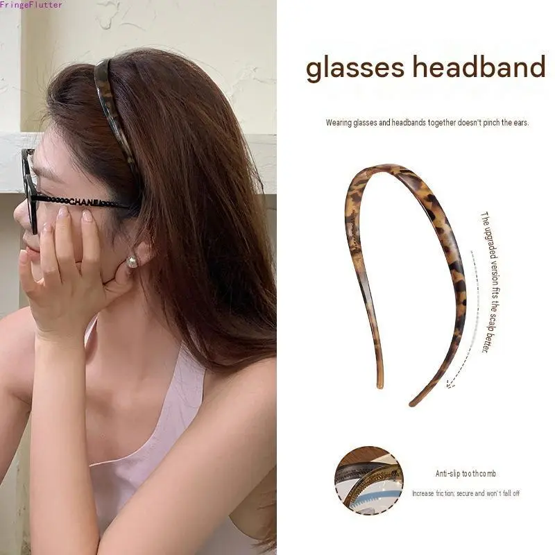 Glasses Friendly Headband Pain Free U-Shaped Headband Tortoise Shell Curved Hair Hoop Anti-Slip Tooth Comb Headband Ear Relief Hair Accessories for Women Glasses Wearers