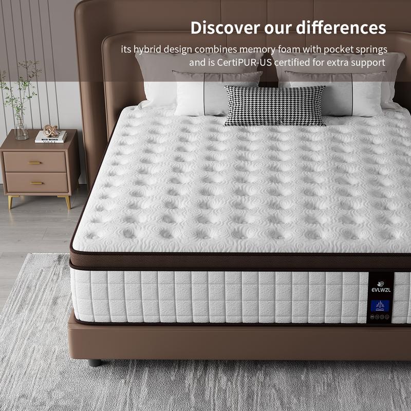 【miyedao】8/10/12/14 Inch Twin, Full, Queen, King Mattress Memory Foam And Spring, Hybrid MattressMedium Firmness, Lumbar Support, For Home Rooms Hotels, Boxed Halloween ChristmasGift Furniture Ergonomic mattress queen size mattress