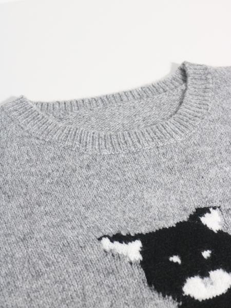 Women's Cat Jacquard Loose Knit Sweater, Knitwear, Casual Lazy Style, Fall/winter Fashion Top, Relaxed Fit Daily Wear