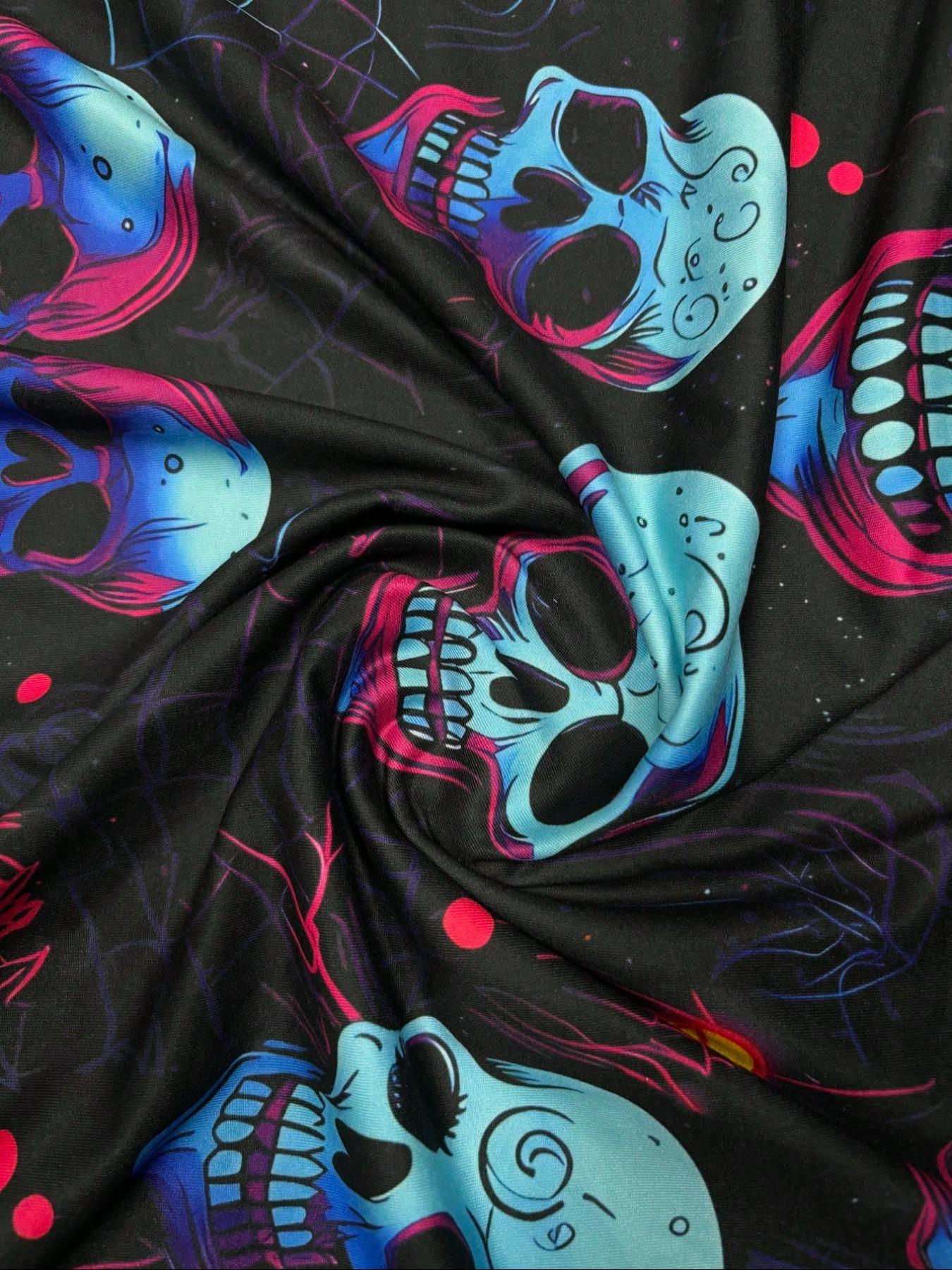 Summer Women's Short Sleeve Hollow Out Spaghetti Strap Fashion Elegant Fitted Halloween Skull Print Dress, Lady, Casual Cut Out, Comfortable Fit, Stylish and Trendy, Perfect for Casual Wear, Womenswear