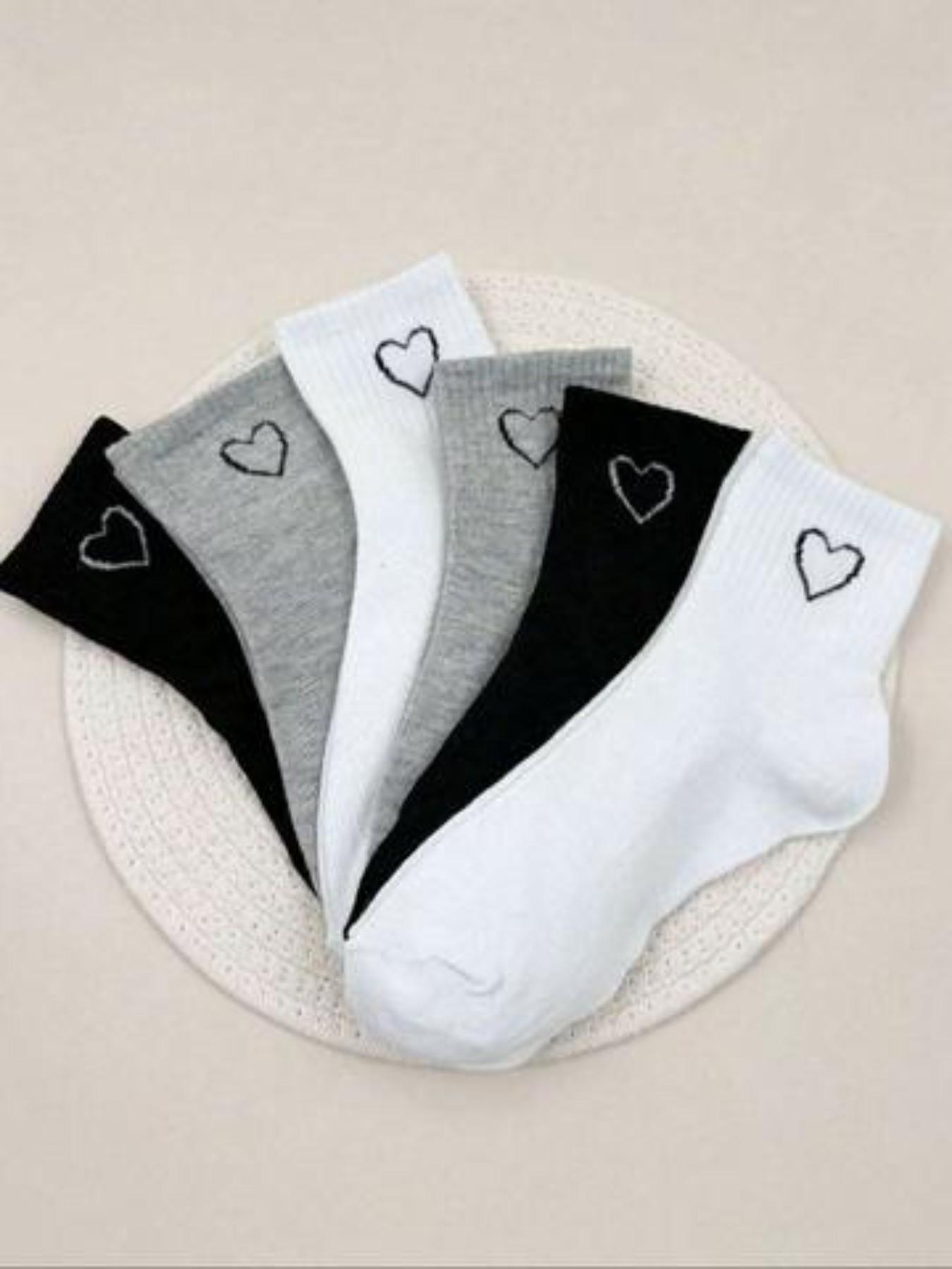 6 Pairs Heart Pattern Ankle Socks All Season Socks for Girls and Teens, Breathable Moisture-Wicking, Casual Sports Style, Suitable for Sneakers and Leisure Shoes