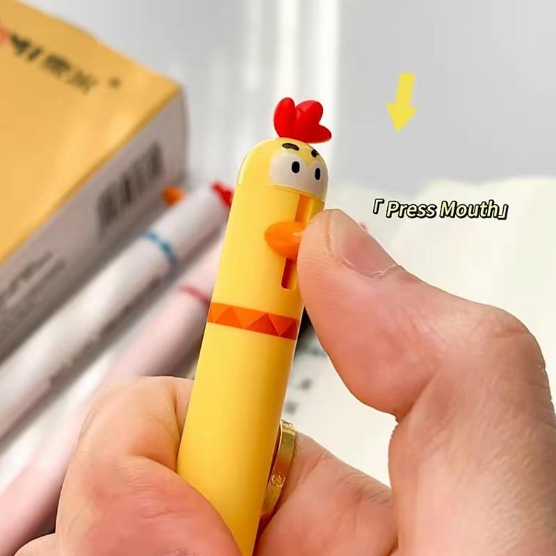 Creative Chicken Gel Pens Set of 4, 0.5mm Quick Dry Click Writing Pens, Unique Design Fun Relax Office Gift Pen Christmas Present