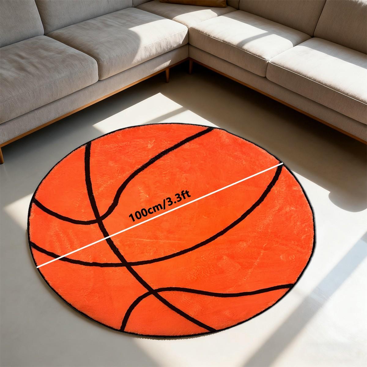 Basketball Lover Carpet, Round Basketball Shaped Mat, Soft Non-Slip Rug, Soft Area Rug, Easy Clean, Indoor Decor for Living Room Bedroom