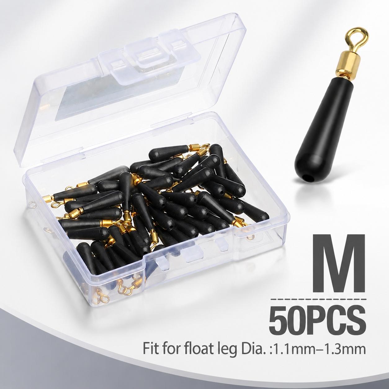 Anti-Tangle Nickel-Plated 360° Swivel Fishing Float Stop, High-Elastic Wear-Resistant Rubber Bobber Stopper for LED Night Fishing Floats, Deep Sea Rock & Offshore Fishing. Choose 10 or 50 Packs.