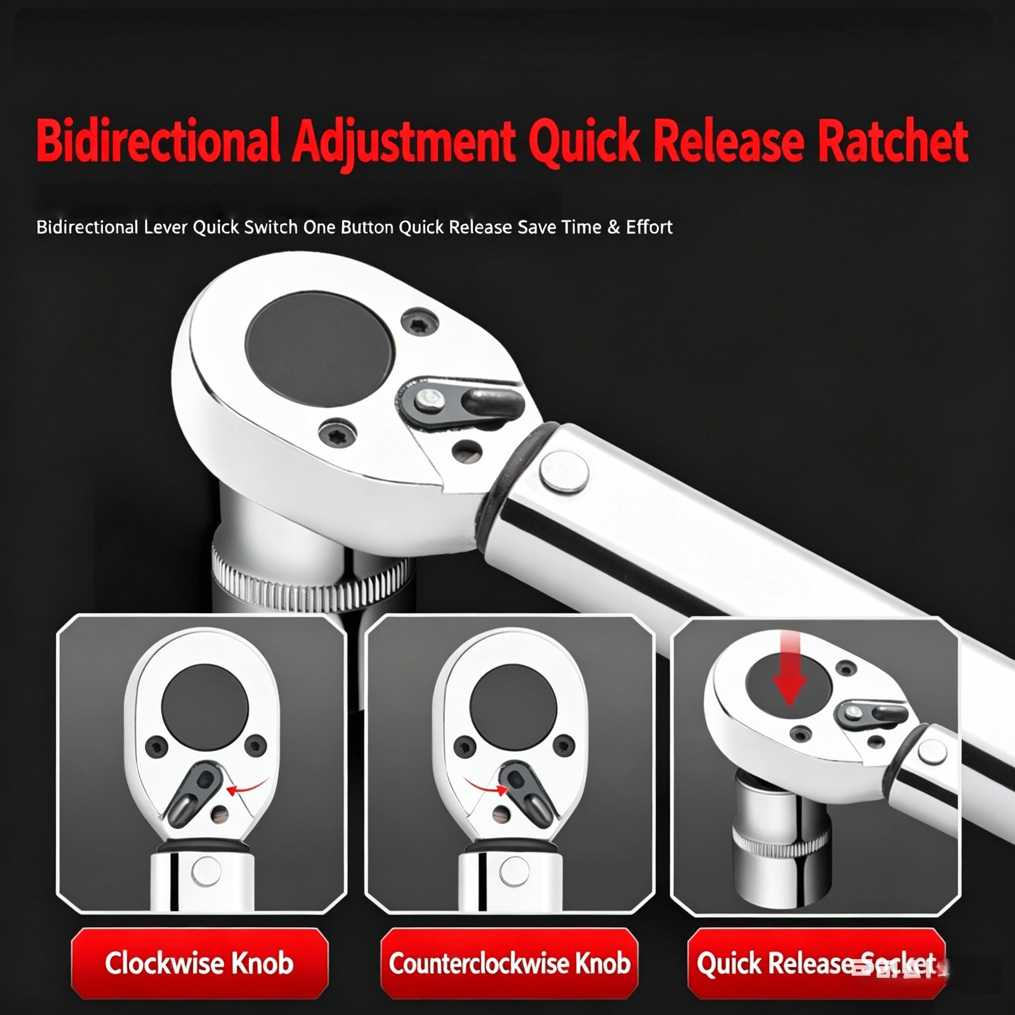 Torque Wrench 3/8" Drive Click Square Ratchet, 19-110nm Adjustable Hand Spanner, High Torque Range, Quick Adjustment, Metal Material