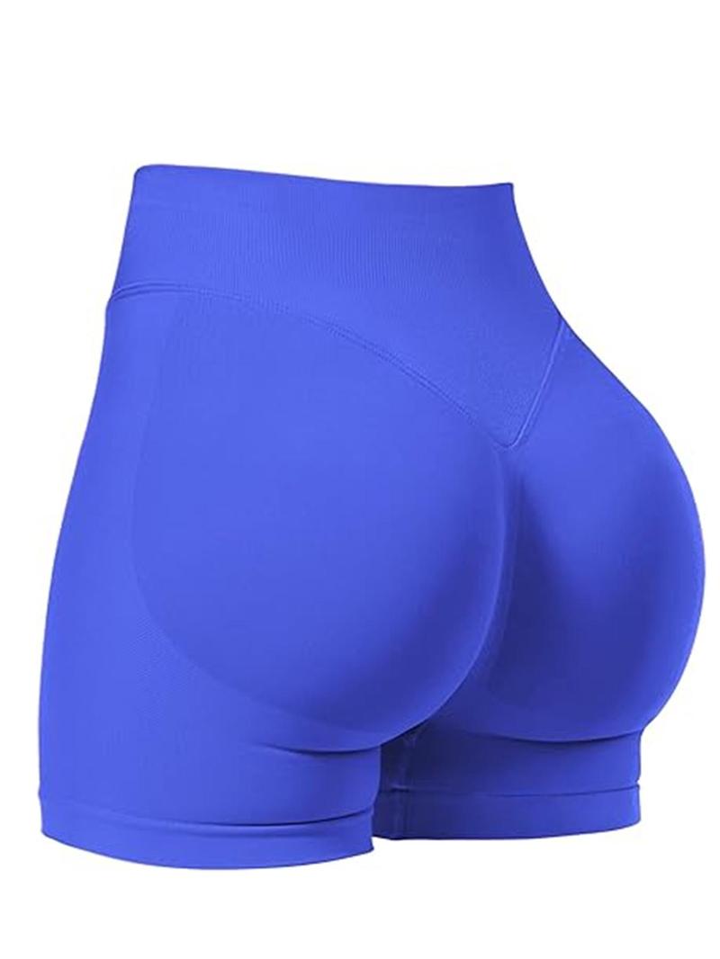 Sporty Women's Solid Color High Waist Sports Shorts, Breathable Comfortable Seamless Skinny Shorts for Yoga Gym Running, Ladies Sportswear for Indoor Outdoor Wear