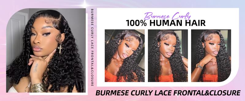 Lemoda 13x6/13X6/5X5/4X4 Lace Frontal 14-22 Inch Burmese Curly /Straight/Body/Deep/Water Wave HD Transparent Lace Frontals 12A Brazilian Virgin Human Hair Lace Frontal Closure Natural Black