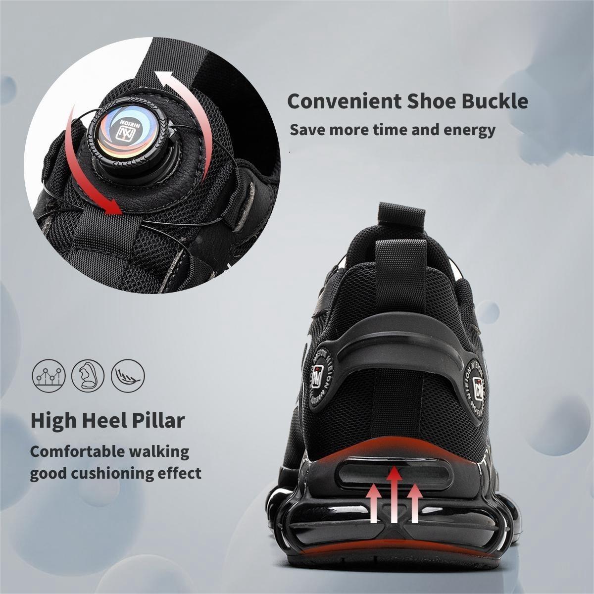 Safety Shoes Work Shoes Steel Toe Caps Anti Smash And Anti Puncture Breathable Mesh Surface Air Cushioned Sole for Comfortable Wear Resistance Rotating Button Design Men's Safety Shoes Women's Safety Shoes Construction Site Work Shoes