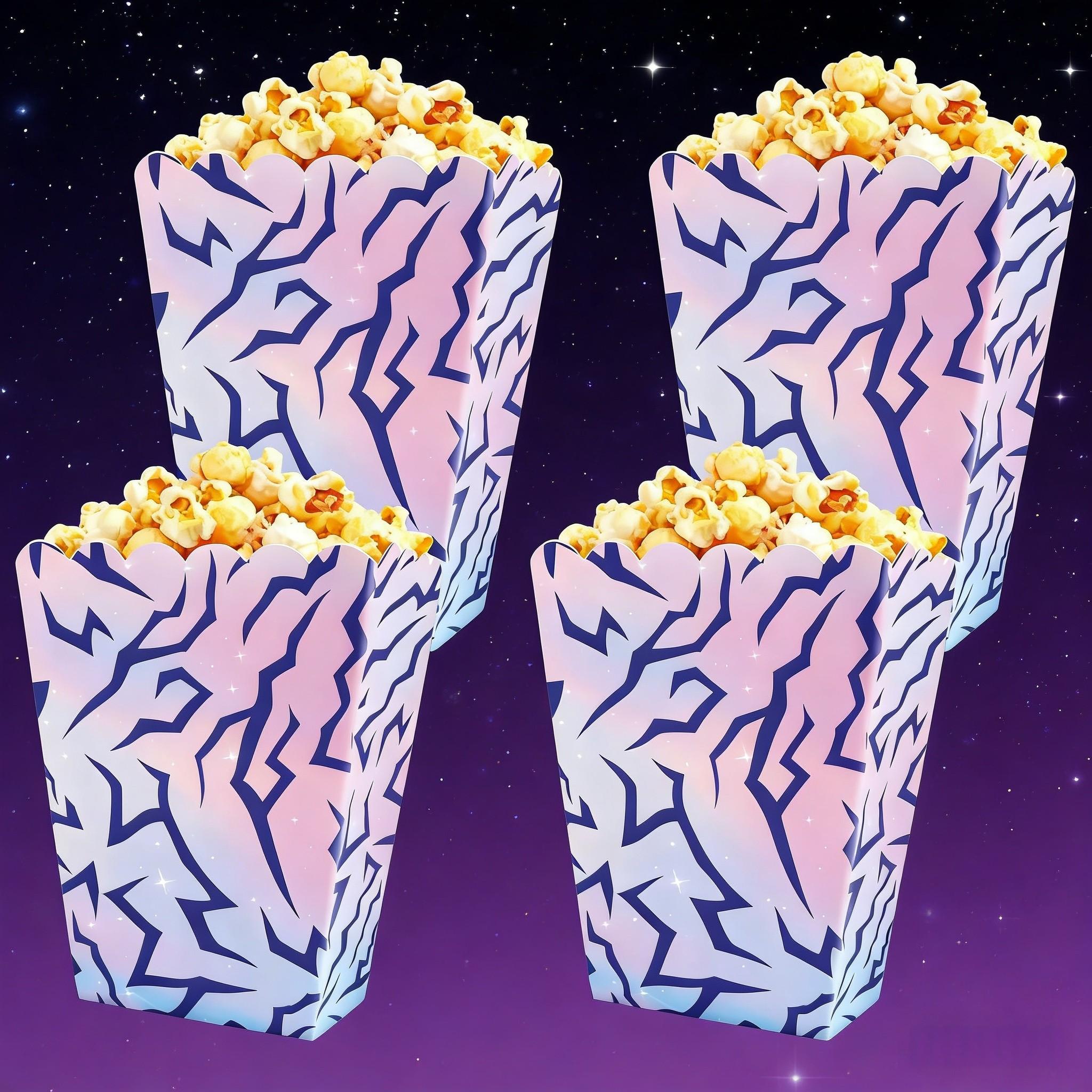 12 Purple Lightning Popcorn Boxes Striped Paper Bags, Party Bags, Candy Boxes, Perfect for Themed Celebrations, Party Decorations | Elegant Party Boxes | Popcorn Boxes