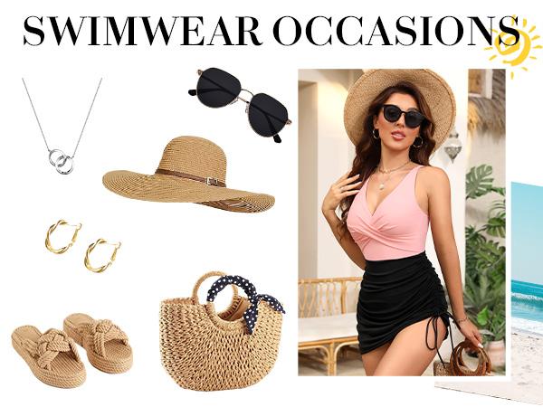 UMIPUBO Women One Piece Swimsuits Tummy Control Swim Dress Front Cross Bathing Suits Mesh Sheer Sarong Wrap Slimming Swimwear