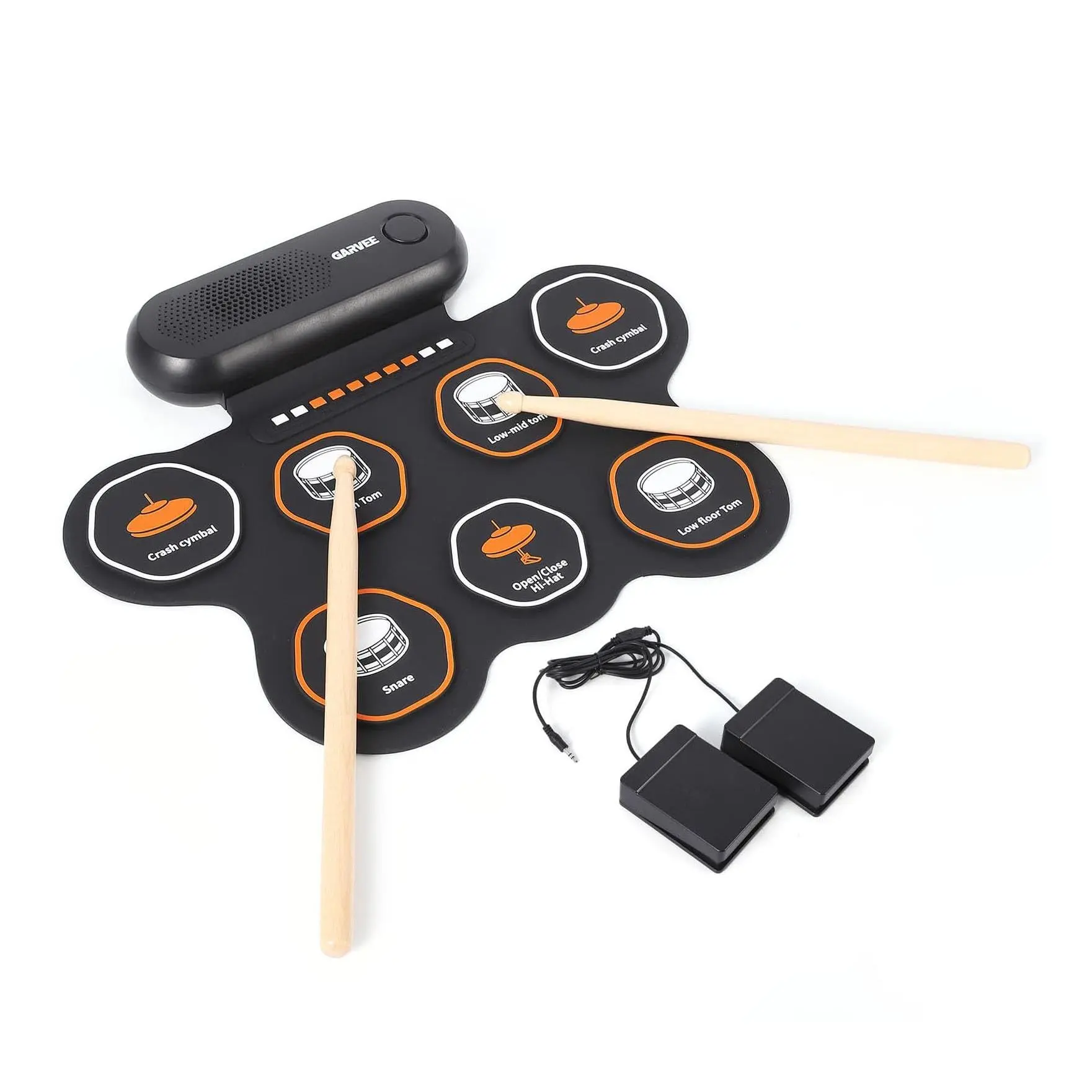 Portable Roll Up Electric Drum Set with 7 or 9 Pads, Built-in Speaker, Kick Pedal, Drumsticks, Rechargeable Battery, Recording Function, and Headphone Jack - Ideal for Beginners and Music Enthusiasts